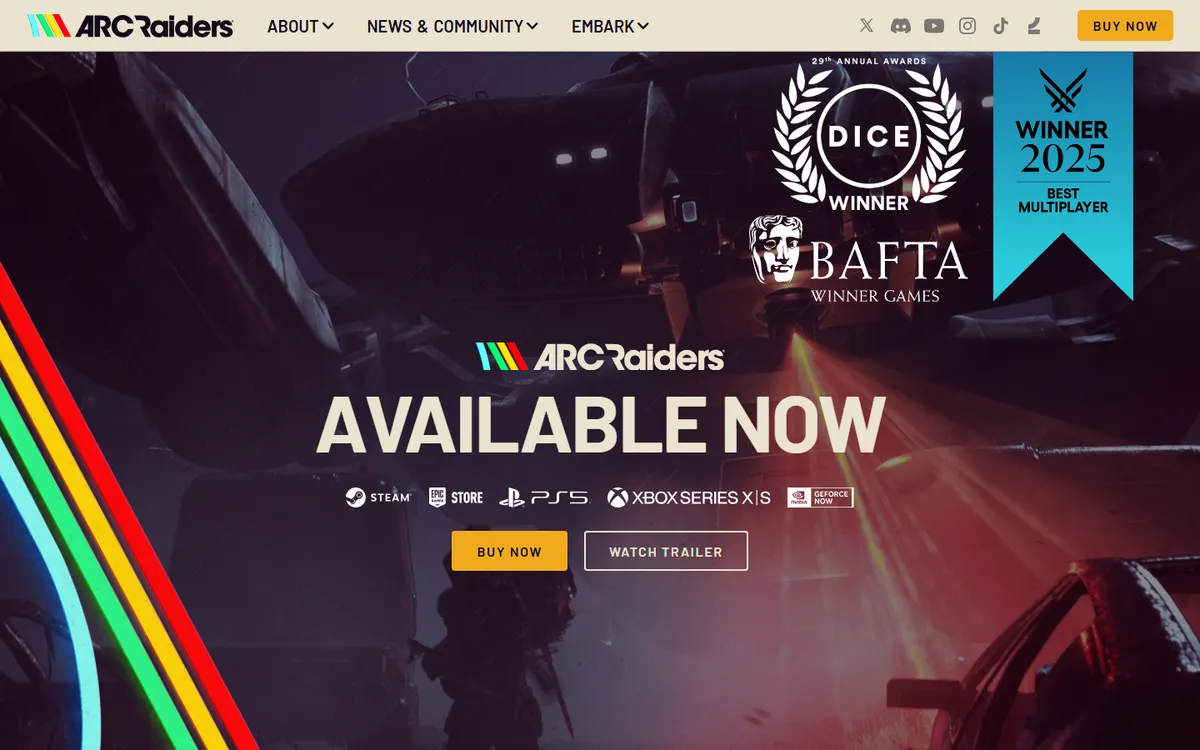 Full page of arcraiders.com