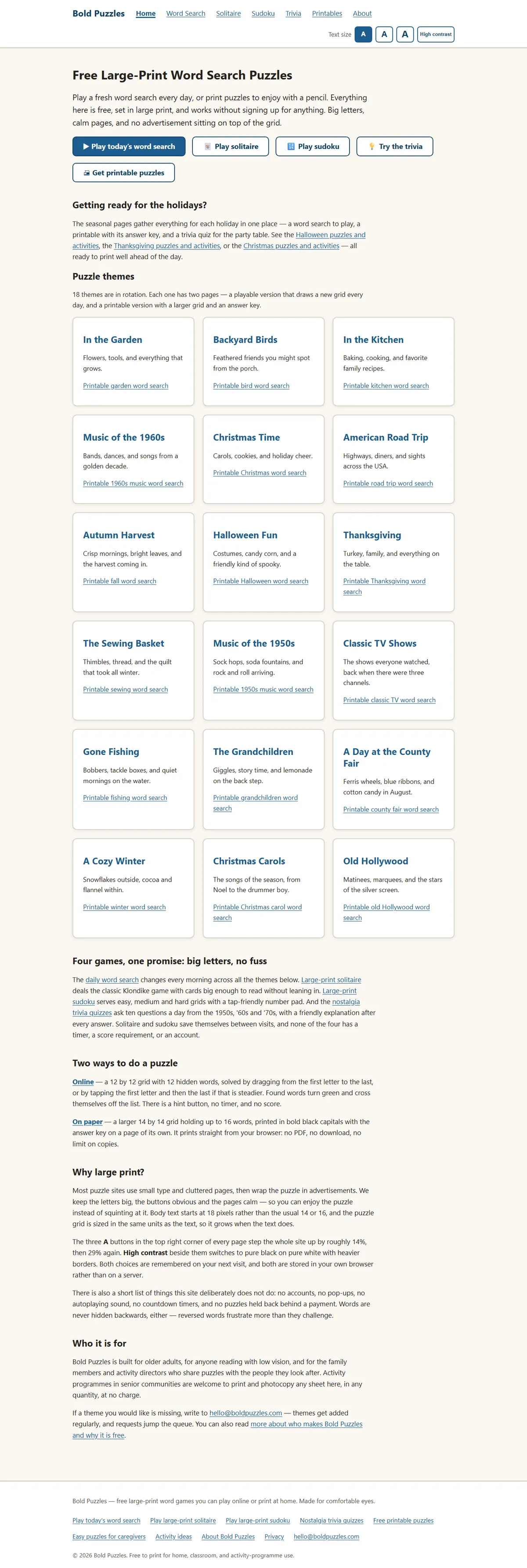 Full page of boldpuzzles.com