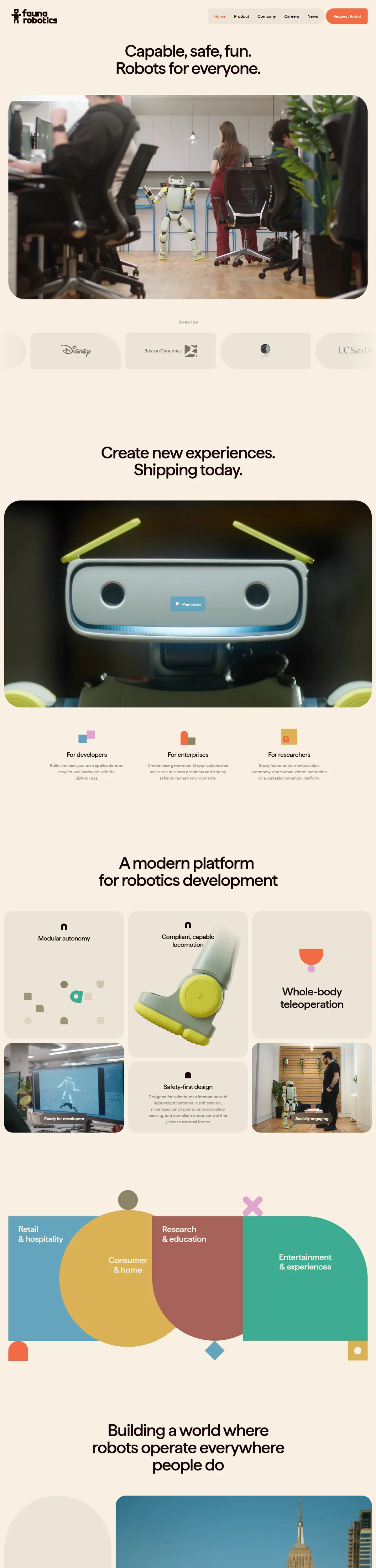 Full page of faunarobotics.com