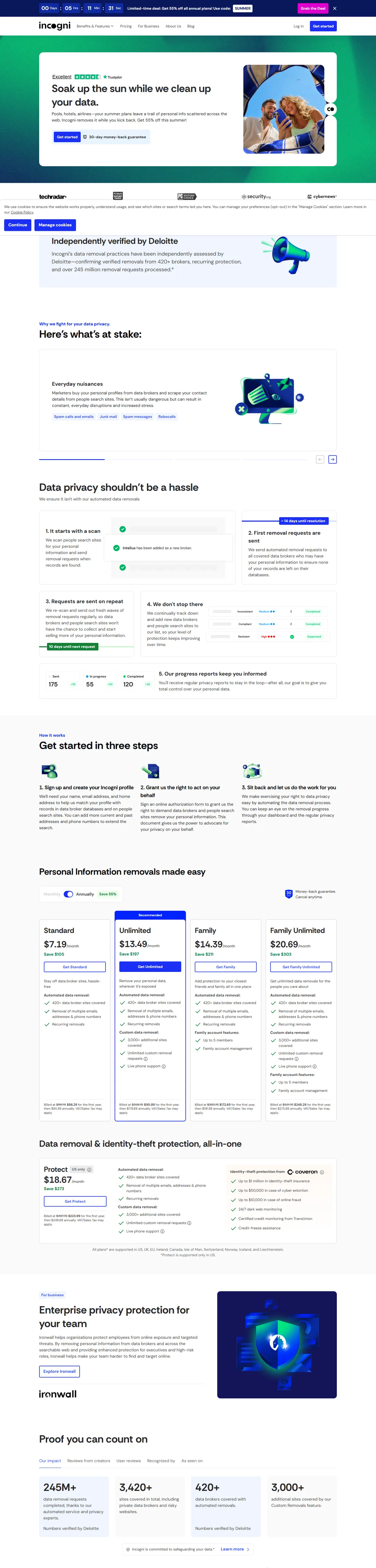 Full page of incogni.com