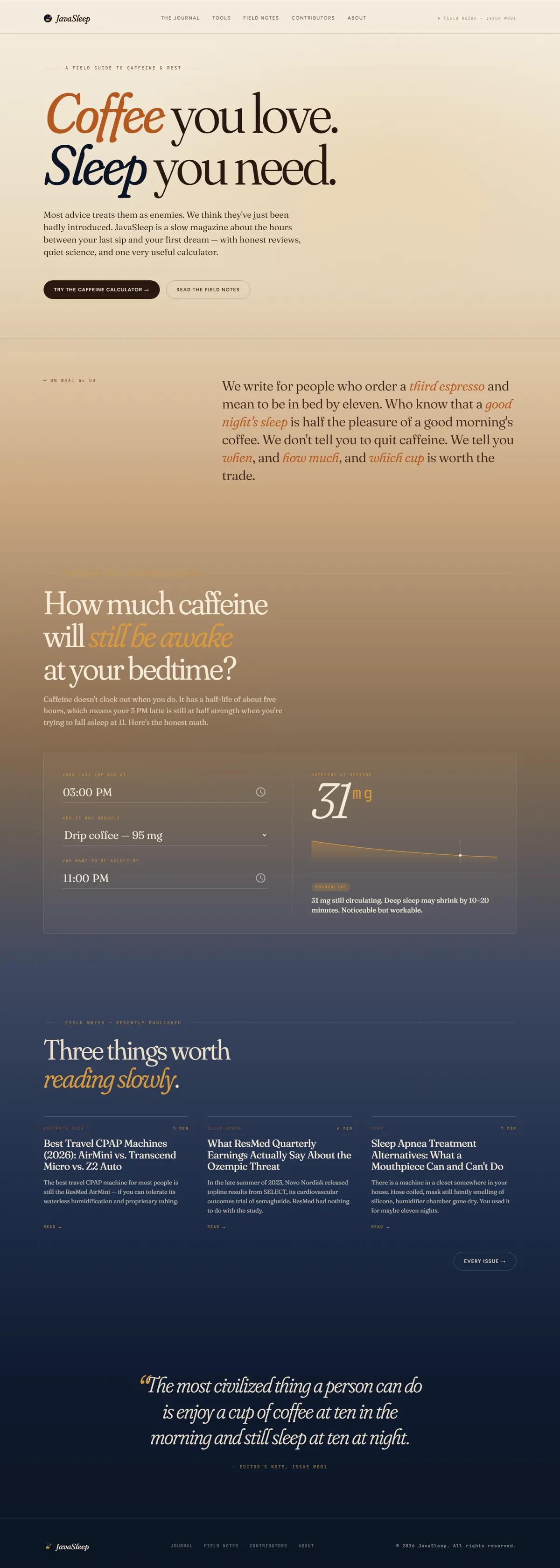 Full page of javasleep.com