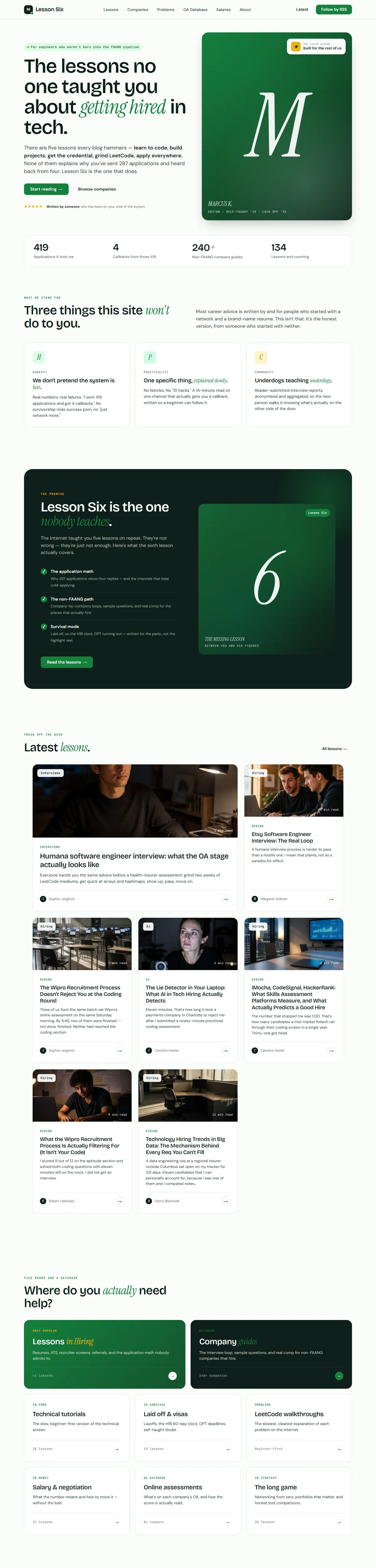 Full page of lessonsix.com