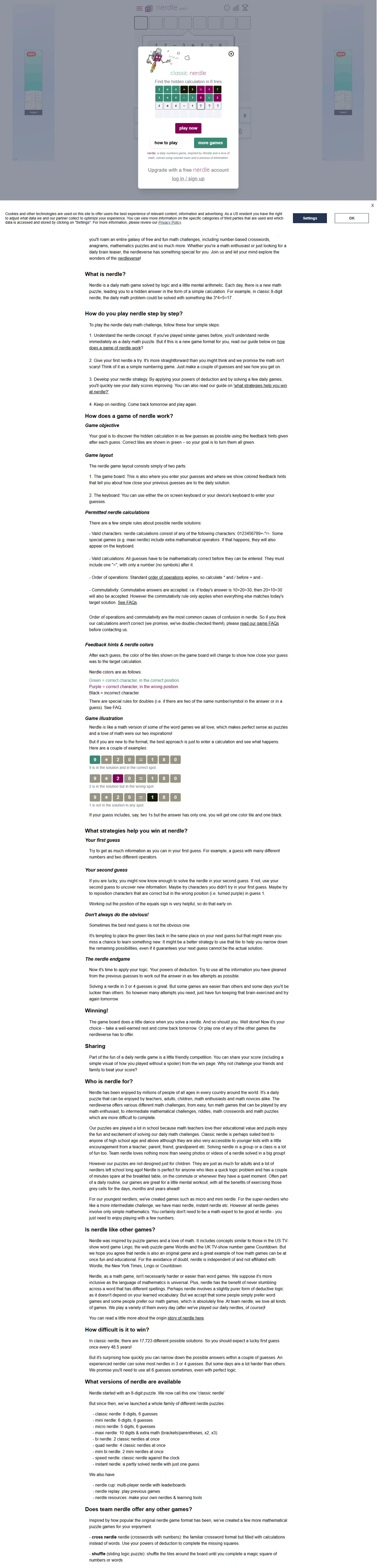Full page of nerdlegame.com