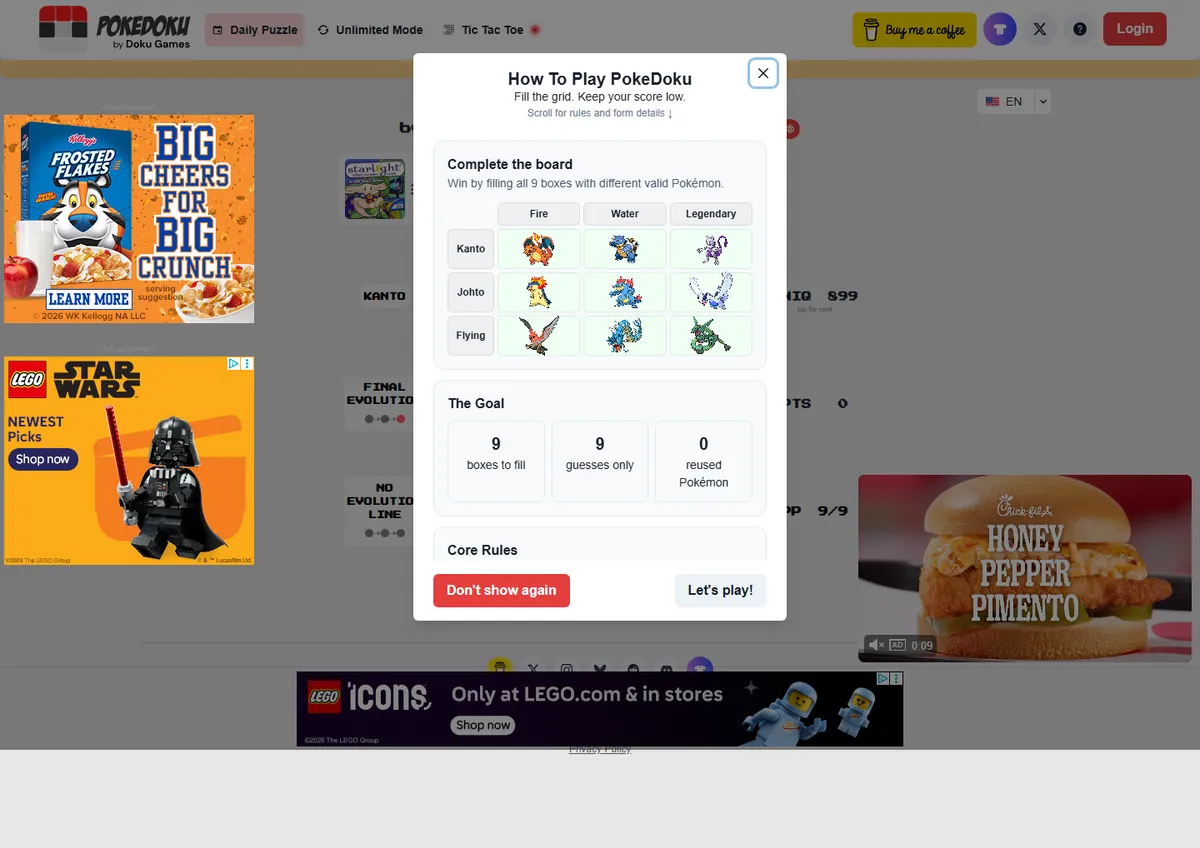 Full page of pokedoku.com