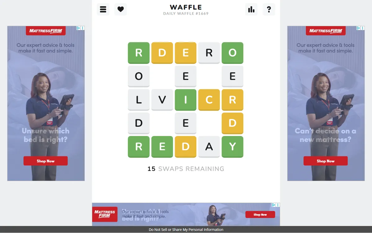 Full page of wafflegame.net